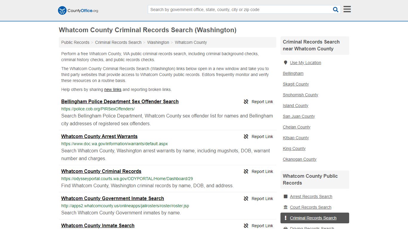 Whatcom County Criminal Records Search (Washington) - County Office