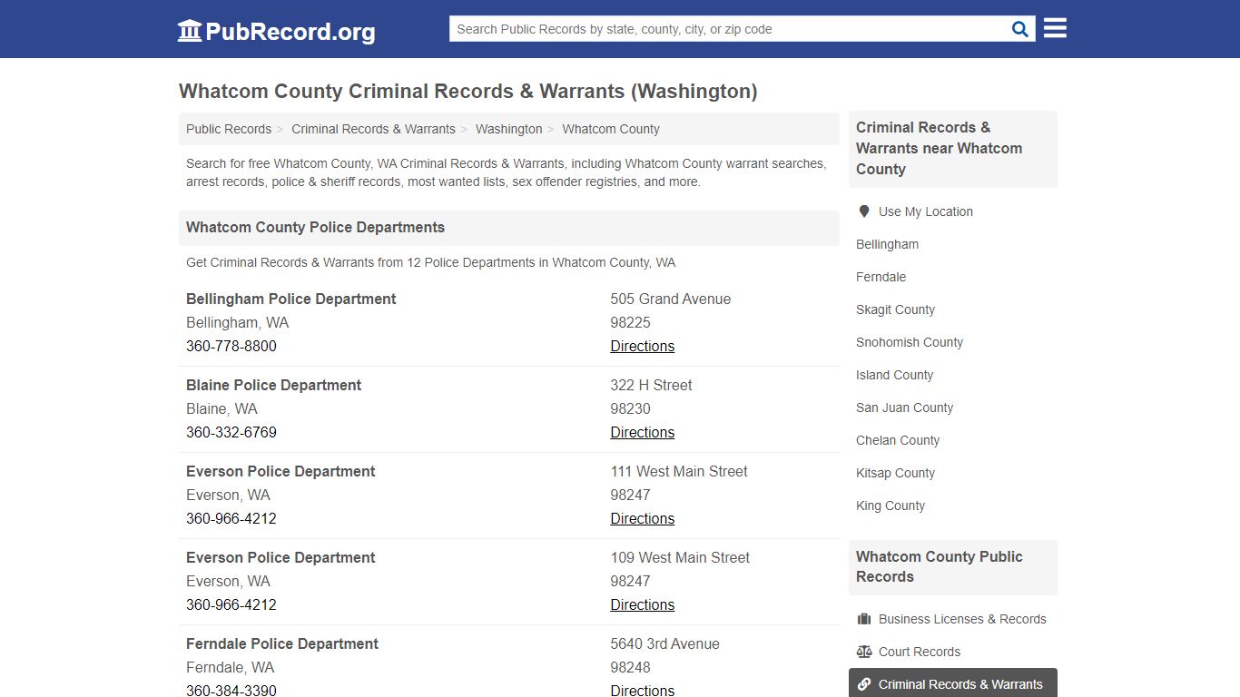 Whatcom County Criminal Records & Warrants (Washington)